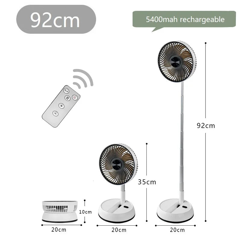 Venty Fan – Portable Oscillating Standing Fan with Remote | Foldable Rechargeable Pedestal Desk Fan for Camping & Outdoor Use