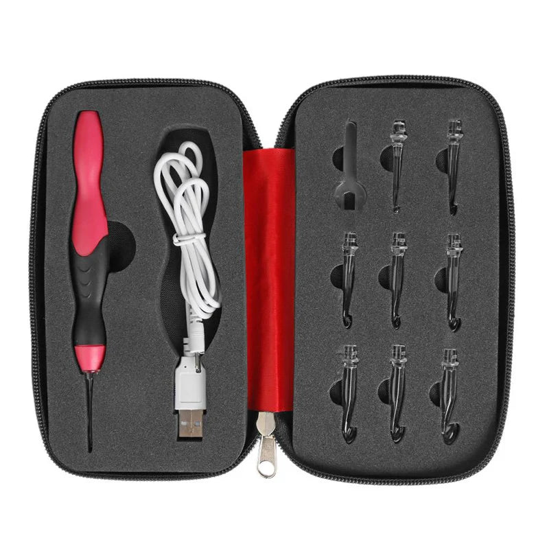 9 in 1 Light Up Crochet Hook Set USB Rechargeable Ergonomic Crochet Hooks LED Lighted Knitting Hook Tools With Crochet Hook Case