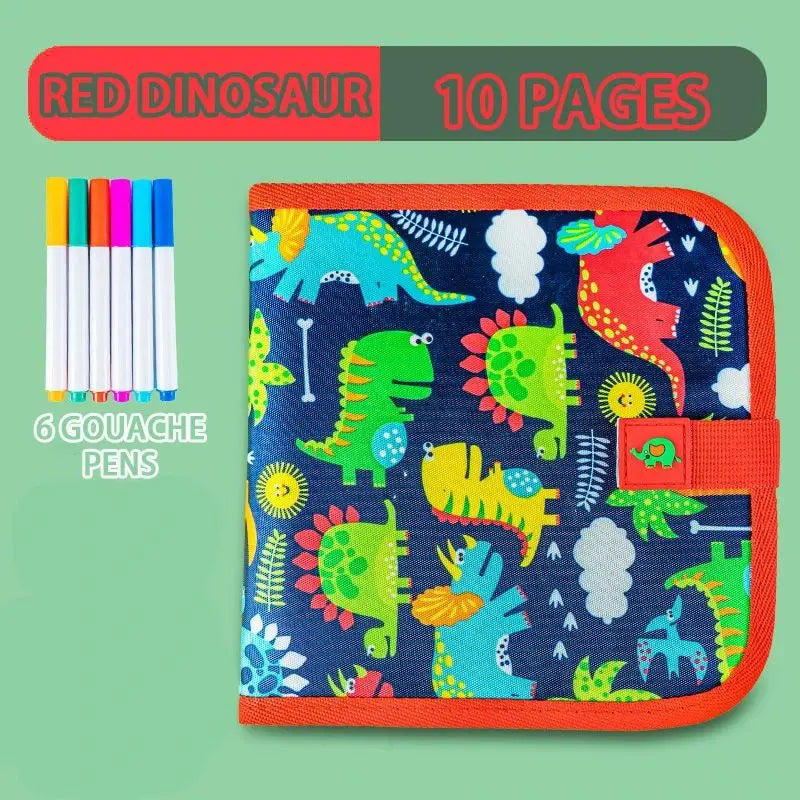 Reusable Erasable Doodle Book for Kids – Drawing Pad with 12 Watercolor Pens, Travel Art Toy for Toddlers & Preschoolers