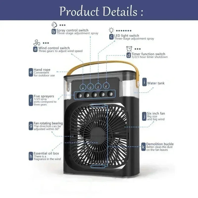 Portable Cooling Fan- New 3 In 1 Fan Air Conditioner Household Mini Air Cooler
