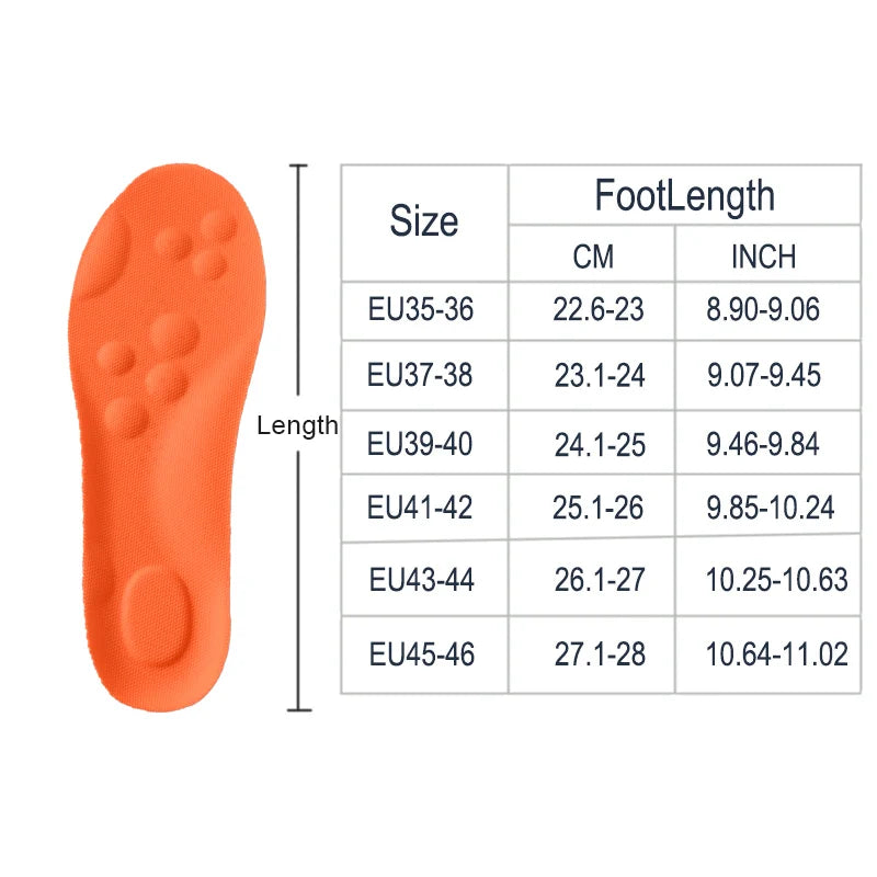 1/2/4 Pairs Orthotic Sport Insoles – High Elastic Latex Shoe Inserts with Arch Support, Breathable Shock Absorption Cushion Pads for Men & Women