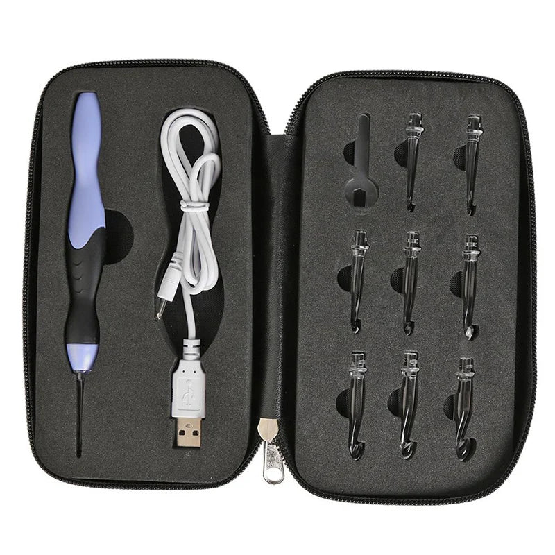 9 in 1 Light Up Crochet Hook Set USB Rechargeable Ergonomic Crochet Hooks LED Lighted Knitting Hook Tools With Crochet Hook Case