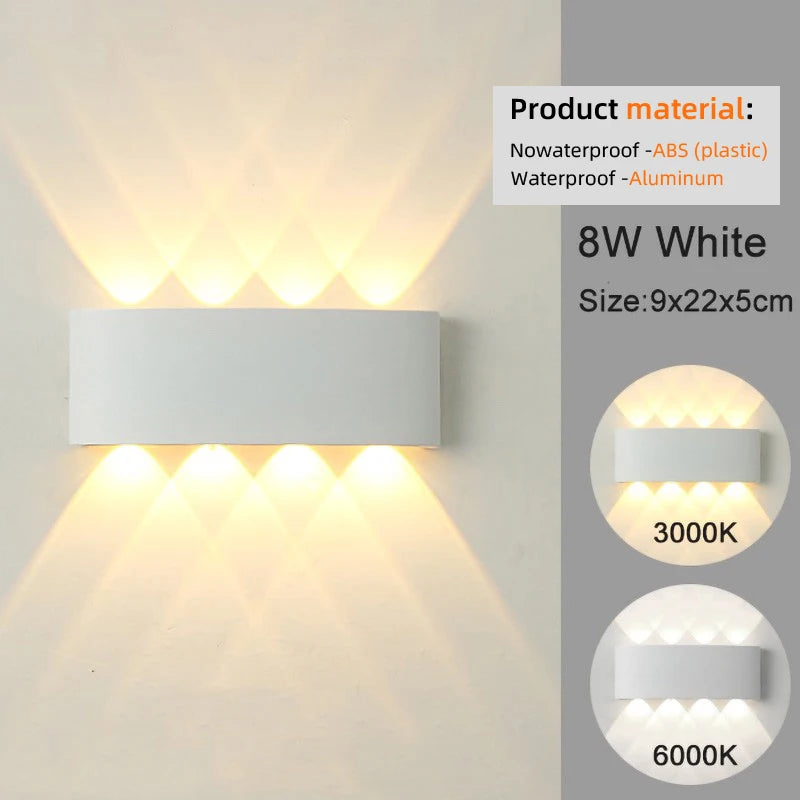 Modern LED Wall Sconces – Indoor/Outdoor Up Down Wall Light Fixture, White Wall Mount Lamp for Living Room, Hallway, Bedroom Décor