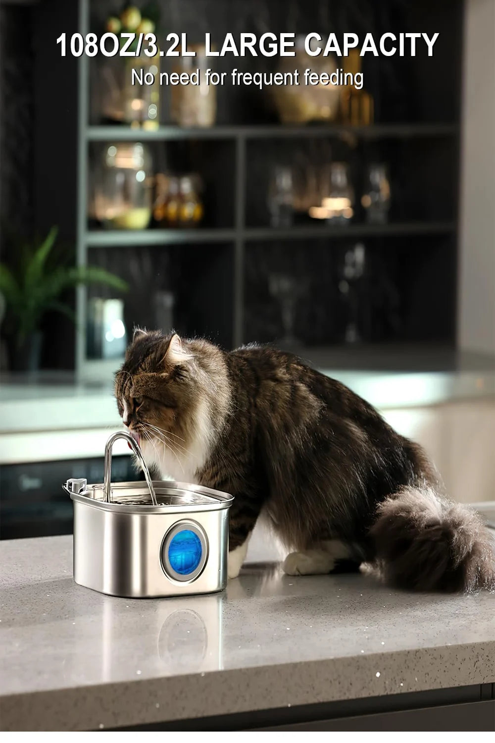 3.2L Stainless Steel Cat & Dog Water Fountain Feeder (Kittyspout)