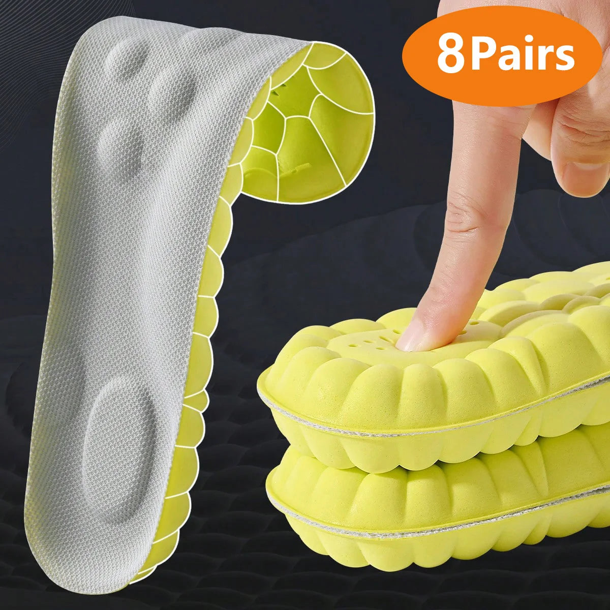 1/2/4 Pairs Orthotic Sport Insoles – High Elastic Latex Shoe Inserts with Arch Support, Breathable Shock Absorption Cushion Pads for Men & Women