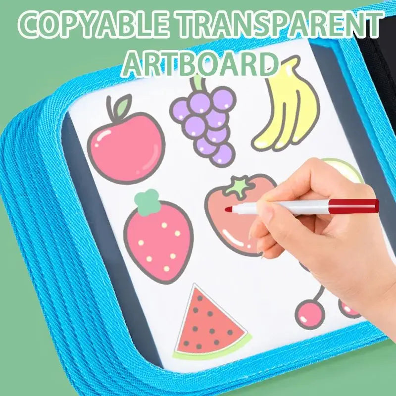 Reusable Erasable Doodle Book for Kids – Drawing Pad with 12 Watercolor Pens, Travel Art Toy for Toddlers & Preschoolers