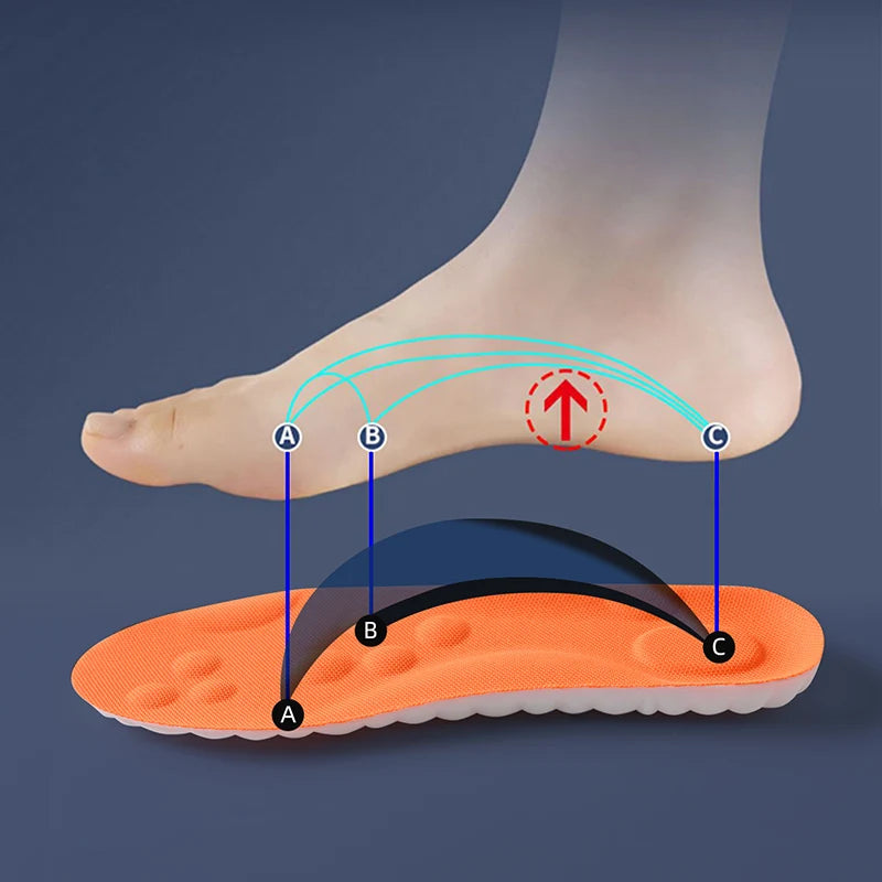 1/2/4 Pairs Orthotic Sport Insoles – High Elastic Latex Shoe Inserts with Arch Support, Breathable Shock Absorption Cushion Pads for Men & Women