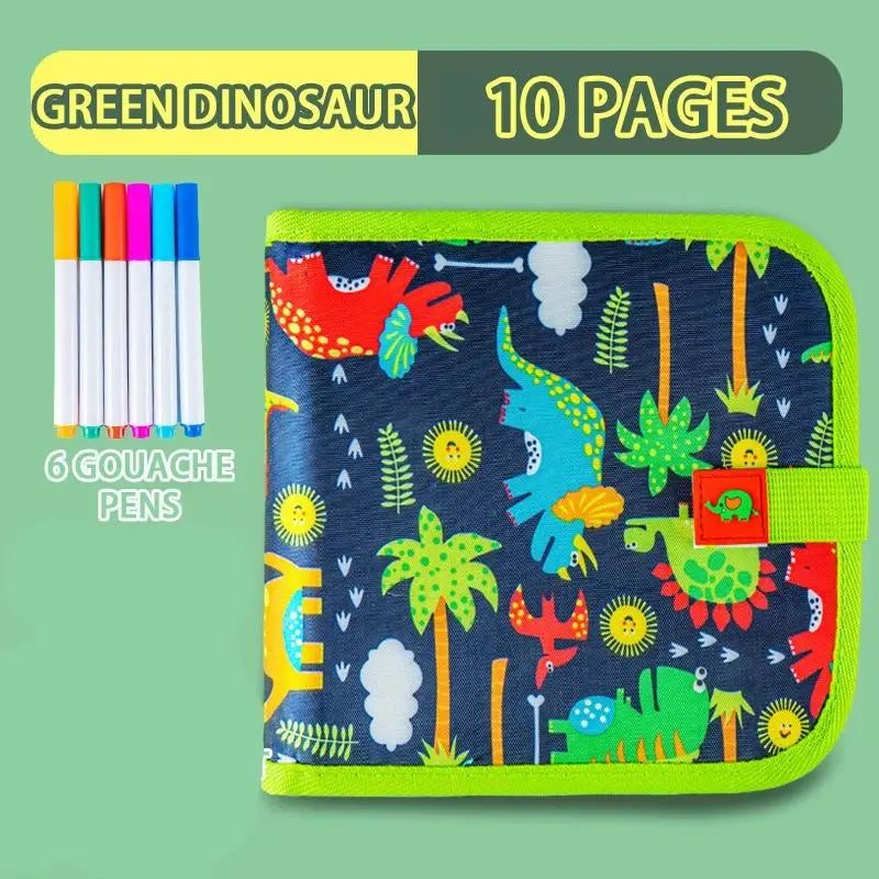 Reusable Erasable Doodle Book for Kids – Drawing Pad with 12 Watercolor Pens, Travel Art Toy for Toddlers & Preschoolers