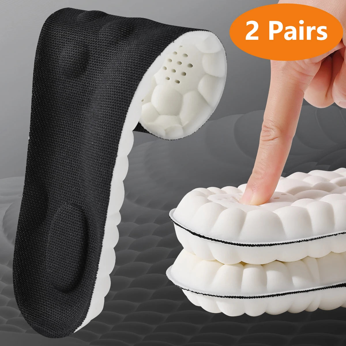 1/2/4 Pairs Orthotic Sport Insoles – High Elastic Latex Shoe Inserts with Arch Support, Breathable Shock Absorption Cushion Pads for Men & Women