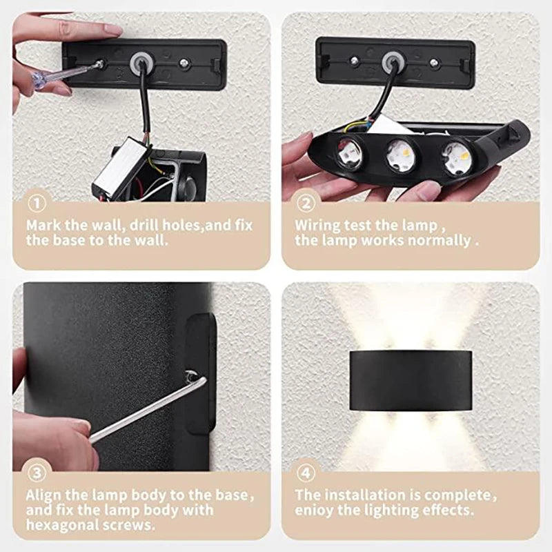 Modern LED Wall Sconces – Indoor/Outdoor Up Down Wall Light Fixture, White Wall Mount Lamp for Living Room, Hallway, Bedroom Décor