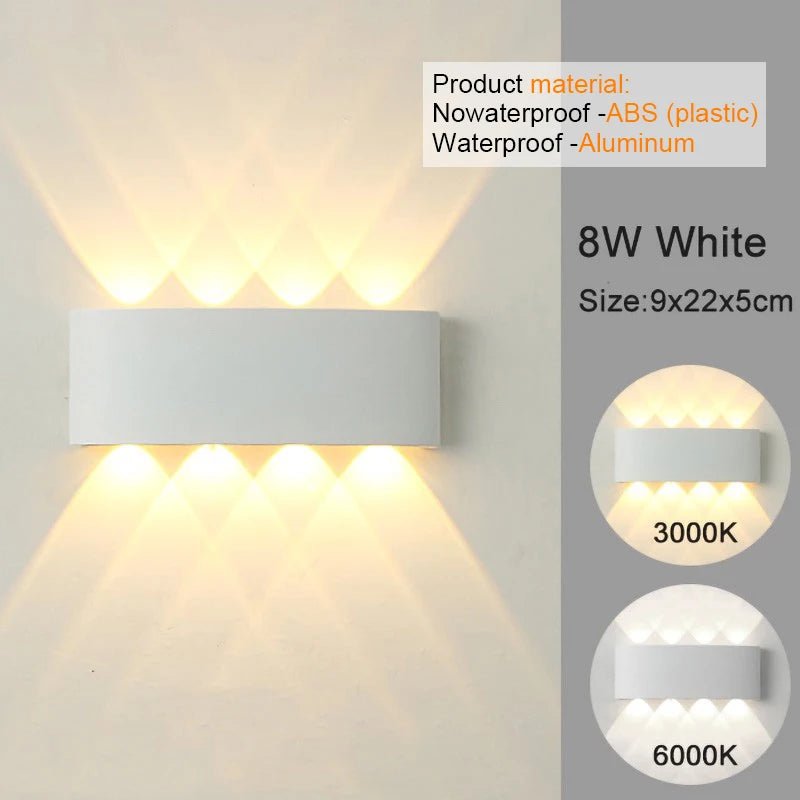 Modern LED Wall Sconces – Indoor/Outdoor Up Down Wall Light Fixture, White Wall Mount Lamp for Living Room, Hallway, Bedroom Décor