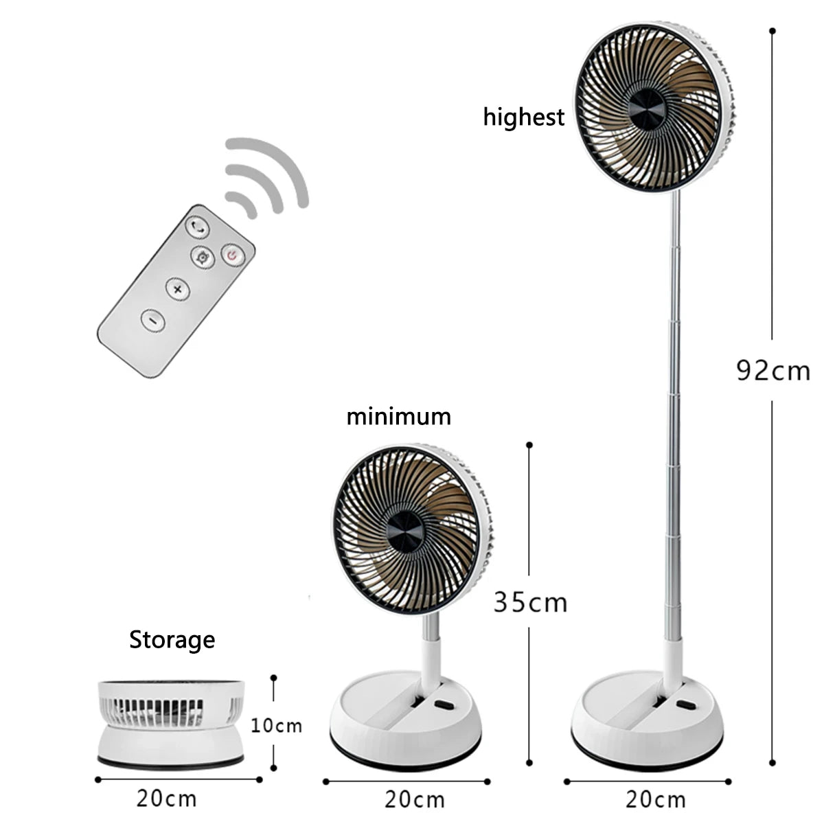 Venty Fan – Portable Oscillating Standing Fan with Remote | Foldable Rechargeable Pedestal Desk Fan for Camping & Outdoor Use