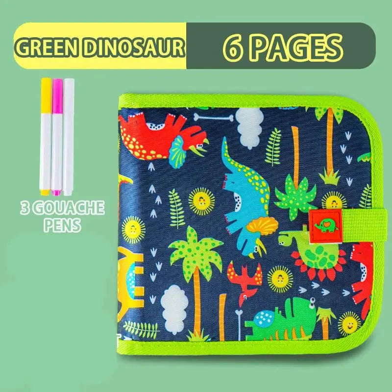 Reusable Erasable Doodle Book for Kids – Drawing Pad with 12 Watercolor Pens, Travel Art Toy for Toddlers & Preschoolers