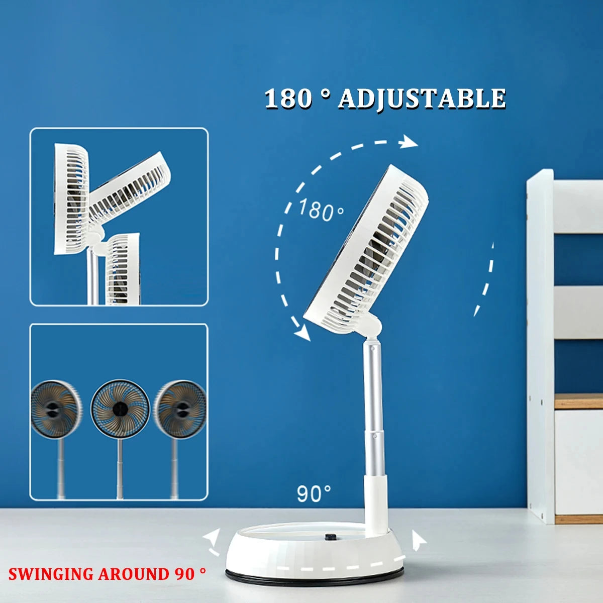 Venty Fan – Portable Oscillating Standing Fan with Remote | Foldable Rechargeable Pedestal Desk Fan for Camping & Outdoor Use