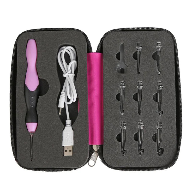 9 in 1 Light Up Crochet Hook Set USB Rechargeable Ergonomic Crochet Hooks LED Lighted Knitting Hook Tools With Crochet Hook Case