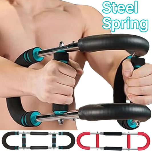 Gorilla Gym Bar, Twister Arm Exerciser with Foam Handle Adjustable Spring Workout Bar Forearm Triceps Chest Expander Portable Fitness Equipment