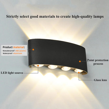 Modern LED Wall Sconces – Indoor/Outdoor Up Down Wall Light Fixture, White Wall Mount Lamp for Living Room, Hallway, Bedroom Décor