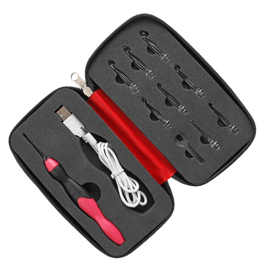 9 in 1 Light Up Crochet Hook Set USB Rechargeable Ergonomic Crochet Hooks LED Lighted Knitting Hook Tools With Crochet Hook Case